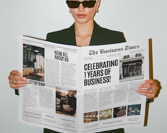 Custom Business Announcement Newspaper Template (Canva), Celebrating years brand, News For Branding Photoshoot, 001