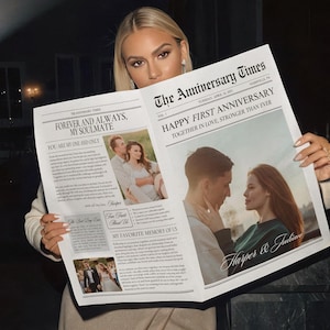 Couple Anniversary Newspaper Template, 1 Year Anniversary Gift, First Wedding Anniversary newspaper , Anniversary for him,Gift For Couples,2