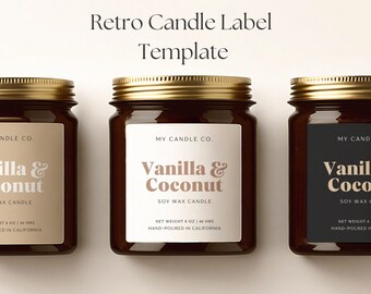 Retro Candle Label Template, Customizable DIY Label (Canva), 008