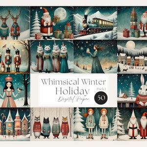 Weihnachten Papier, Weihnachten Papier, Weihnachten Papier, wunderliches Junk Journal, Retro Weihnachten Junk Journal, Whimsy Wonderland, Pack 1