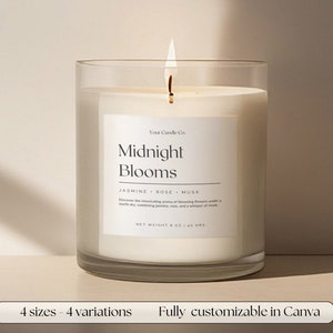 Minimalistische Kerzenetikettenvorlage, elegantes Kerzenetikett, bearbeitbares Kerzenetikett, DIY-Kerzenetikett, modern, Small Business, benutzerdefinierte Kerze P007