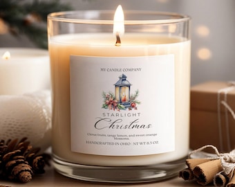Christmas Candle Label Template, Vintage Christmas Candle, Holidays Candle Label, vintage Candle Label, Christmas candlelit lantern, Custom