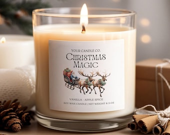 Christmas Candle Label Template, Holidays Candle Label, Winter Candle Label, Customizable Christmas Candle, Christmas Packaging Labels