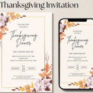 Thanksgiving Menu Card Template, Printable Editable Holiday, Wedding ...
