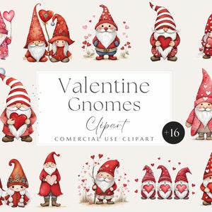 Valentinstag Gnome Clipart, Valentinstag Clipart, Gnome PNG, Valentinstag Liebe PNG, kommerzielle Nutzung, Valentinstag Herzen Scrapbook,