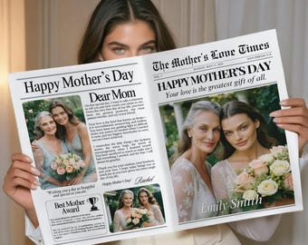 Personalized Mother's Day Newspaper Gift: Photo Collage Template (Digital Download)