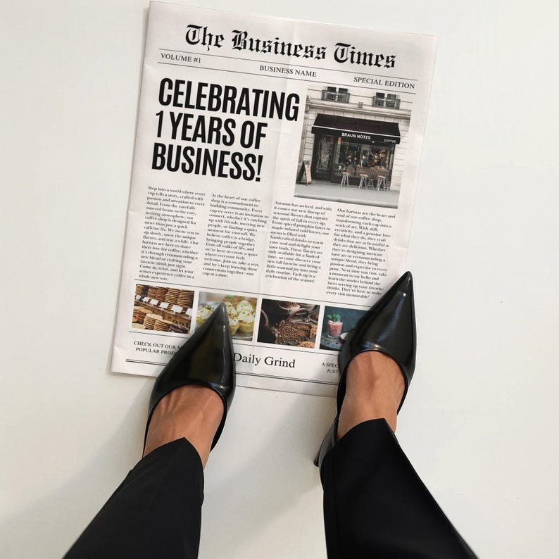 Custom Business Announcement Newspaper Template (Canva), Celebrating years brand, News For Branding Photoshoot, 001 image 13