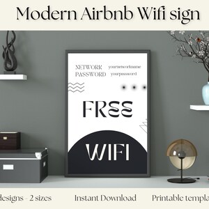 Modern WIFI Password Sign Template, Airbnb Wifi Sign, Wifi Password Sign, Airbnb Sign template, Printable Wifi Sign, Free Wifi Sign