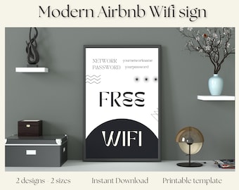 Modern Airbnb WIFI Sign Template (Digital Download)