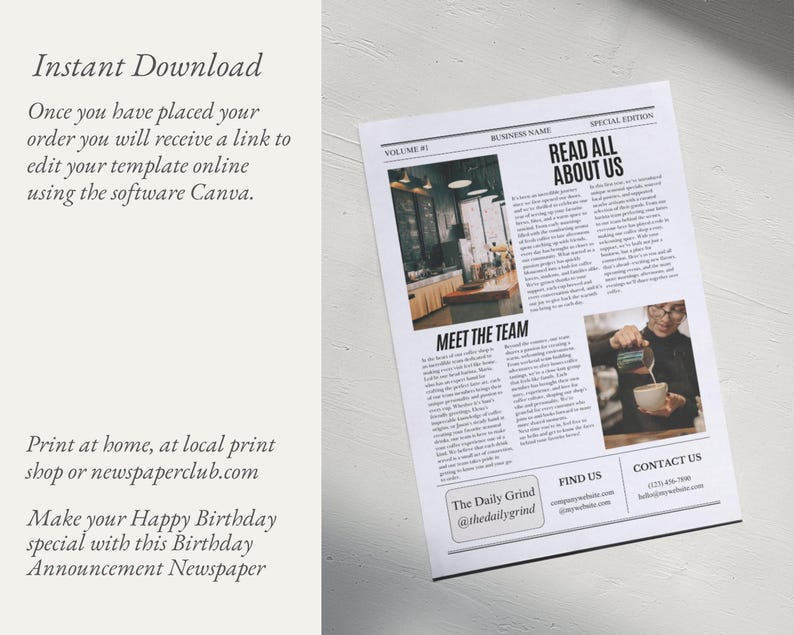 Custom Business Announcement Newspaper Template (Canva), Celebrating years brand, News For Branding Photoshoot, 001 image 11