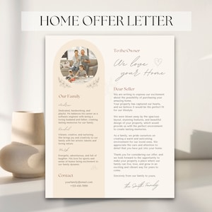 Carta de oferta de casa de Boho, Amamos su casa, Carta al vendedor, Proceso de compra de casa, Carta de oferta de casa