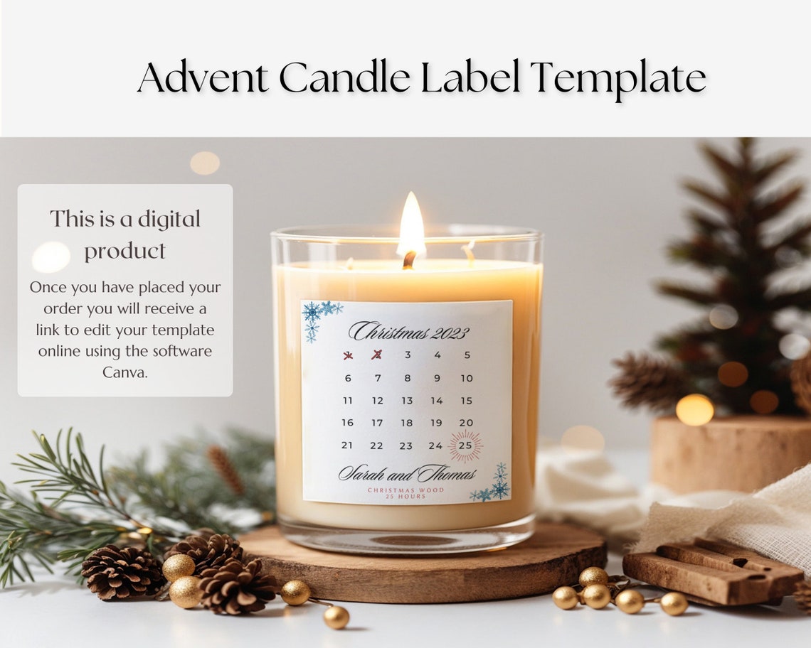 Advent Candle Label Template Printable Christmas Countdown - Etsy