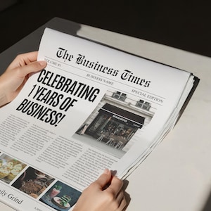 Custom Business Announcement Newspaper Template (Canva), Celebrating years brand, News For Branding Photoshoot, 001 image 3