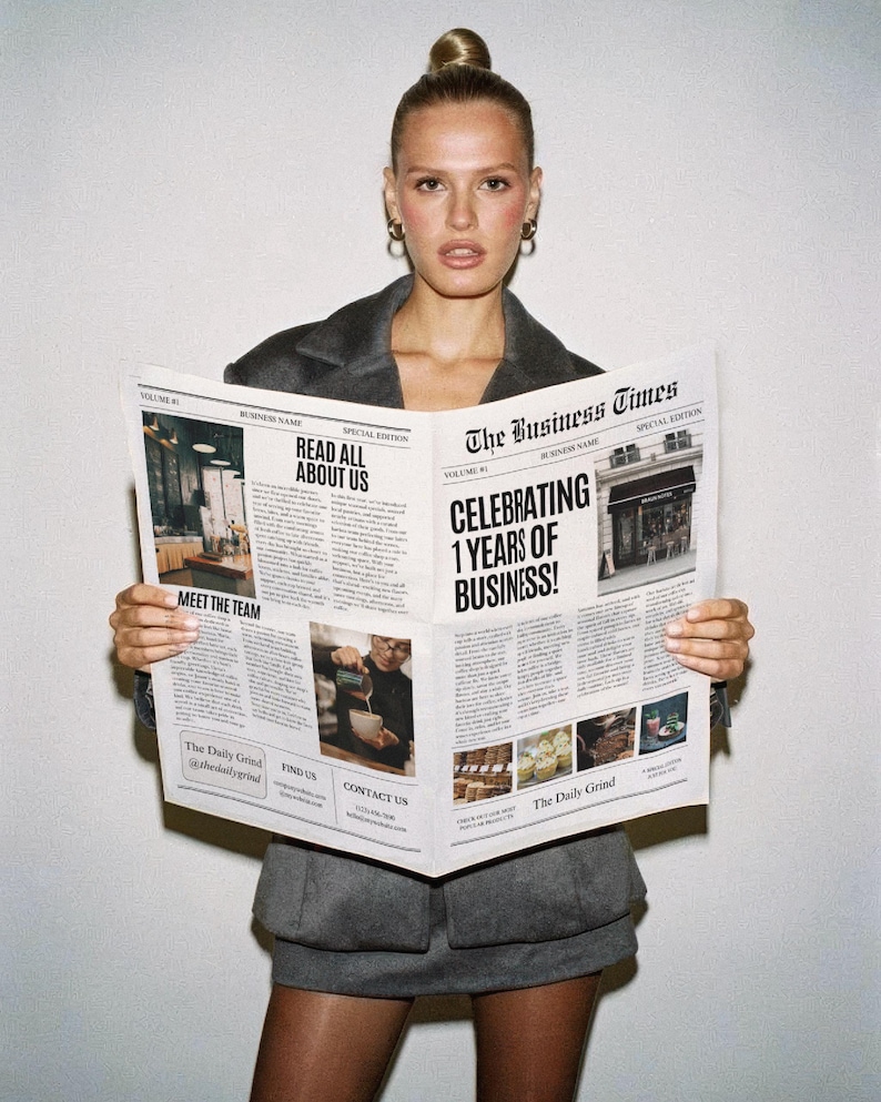 Custom Business Announcement Newspaper Template (Canva), Celebrating years brand, News For Branding Photoshoot, 001 image 14