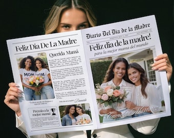 Spanish Mothers Day Newspaper Template, Printable Card (Digital Download), diario dia de la madre