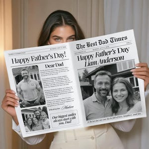Fathers Day Newspaper Template, Personalized Gifts for Dad, Gift from daughter, Printable For Dad, First Fathers Day Gift, Gift for dad, 004