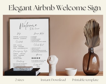 Elegant Airbnb Welcome Sign Template, Printable Canva Wifi Sign (Digital Download)