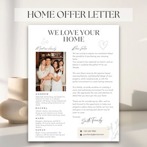 Carta de oferta de casa, Amamos su casa, Carta al vendedor, Proceso de compra de vivienda, Carta de oferta de vivienda, Carta elegante