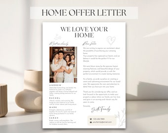 Home Offer Letter Template, elegant design, Family Introduction (Canva Editable, Digital Download)