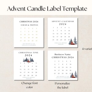 Advent Candle Label Template, Printable Christmas Countdown, Candle ...
