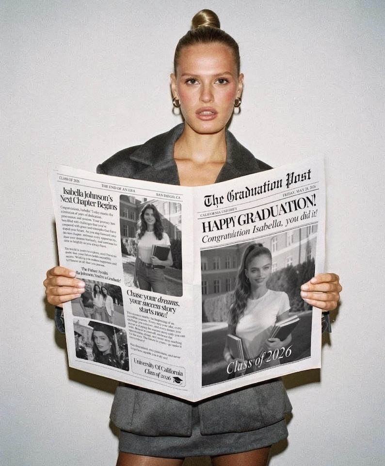 Abschluss Zeitung Blumenstrauß Wrap Vorlage (digitaler Download), Senior Geschenk für sie, 006 Bild 16