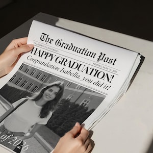 Abschluss Zeitung Blumenstrauß Wrap Vorlage (digitaler Download), Senior Geschenk für sie, 006 Bild 3