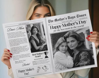 Personalized Mother's Day Newspaper Template, Photo Keepsake (Digital Download)