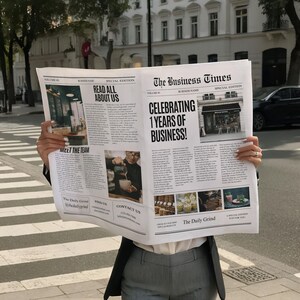 Custom Business Announcement Newspaper Template (Canva), Celebrating years brand, News For Branding Photoshoot, 001 image 8