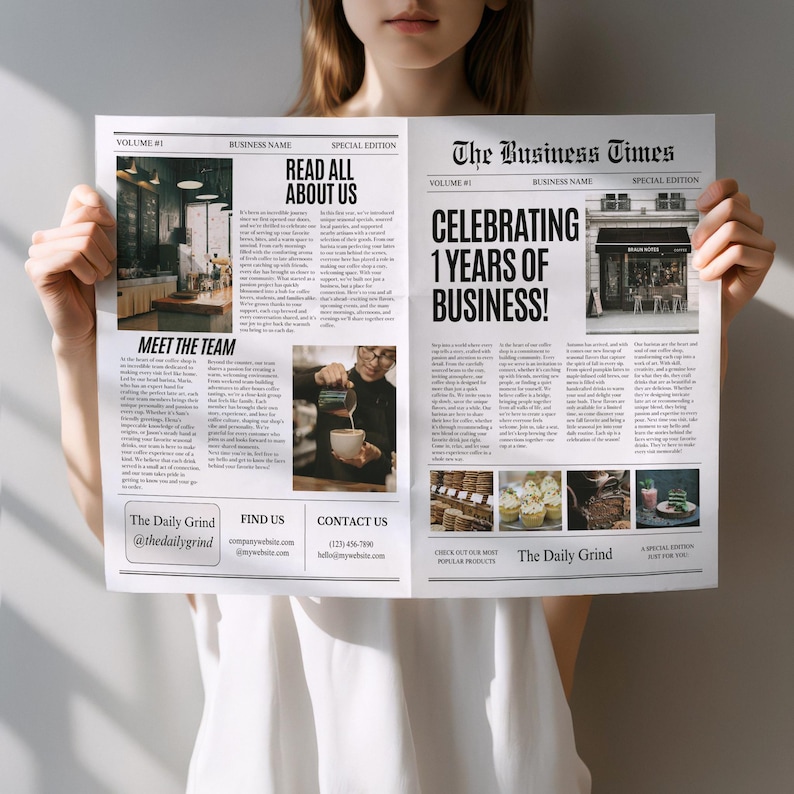 Custom Business Announcement Newspaper Template (Canva), Celebrating years brand, News For Branding Photoshoot, 001 image 12