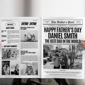 Fathers Day Newspaper, Personalized Gifts for Dad, Gift from daughter Template, Printable For Dad, First Fathers Day Gift, Gift for dad, 001