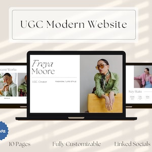 UGC creator portfolio website, UGC modern portfolio, Ugc minimalist website, UGC media kit, User Generated Content, Ugc canva template