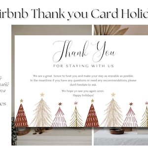 Cartão de agradecimento do anfitrião do Airbnb, feriados de Natal, cartão de visita do Airbnb para hóspedes, boas-vindas editáveis do Canva, cartão de agradecimento do Airbnb, cartão de feriados