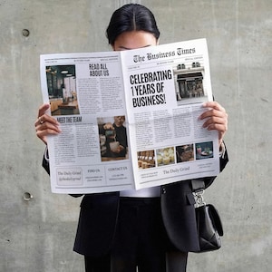 Custom Business Announcement Newspaper Template (Canva), Celebrating years brand, News For Branding Photoshoot, 001 image 6
