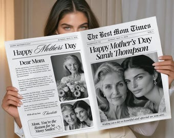 Personalized Mother's Day Newspaper Template (Digital Download)