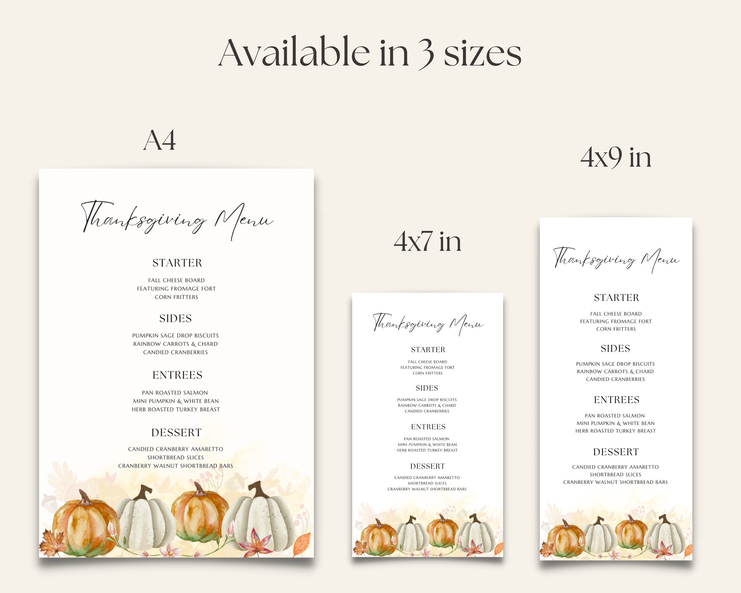 Thanksgiving Menu Card Template Printable Editable Holiday - Etsy