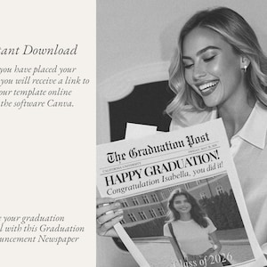Abschluss Zeitung Blumenstrauß Wrap Vorlage (digitaler Download), Senior Geschenk für sie, 006 Bild 13