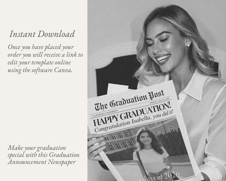 Abschluss Zeitung Blumenstrauß Wrap Vorlage (digitaler Download), Senior Geschenk für sie, 006 Bild 13