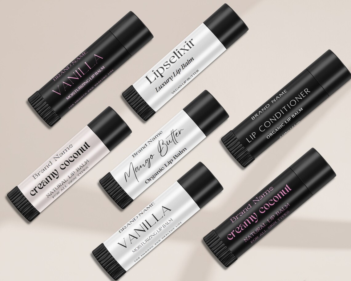 Lip Balm Label Cosmetic Template, Lip Gloss Tube Labels, Cosmetic Product Label, DIY Skincare