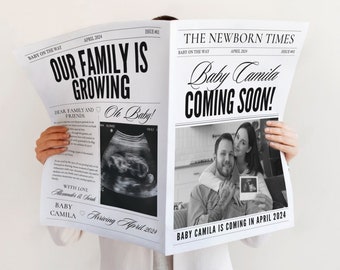 Large newspaper baby announcement, Elegant baby announcement, newspaper pregnancy announcement, baby announcement newspaper, baby shower,003