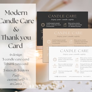 Candle Care Card Template, Candle Care Instructions, Safety Card Candle Business, Printable Care Card, Candle Thank You Card,Editable Candle