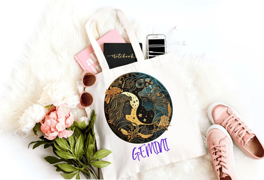 Gemini Zodiac Sign Tote Bag Horoscope Gemini Tote Bag Gemini Sign