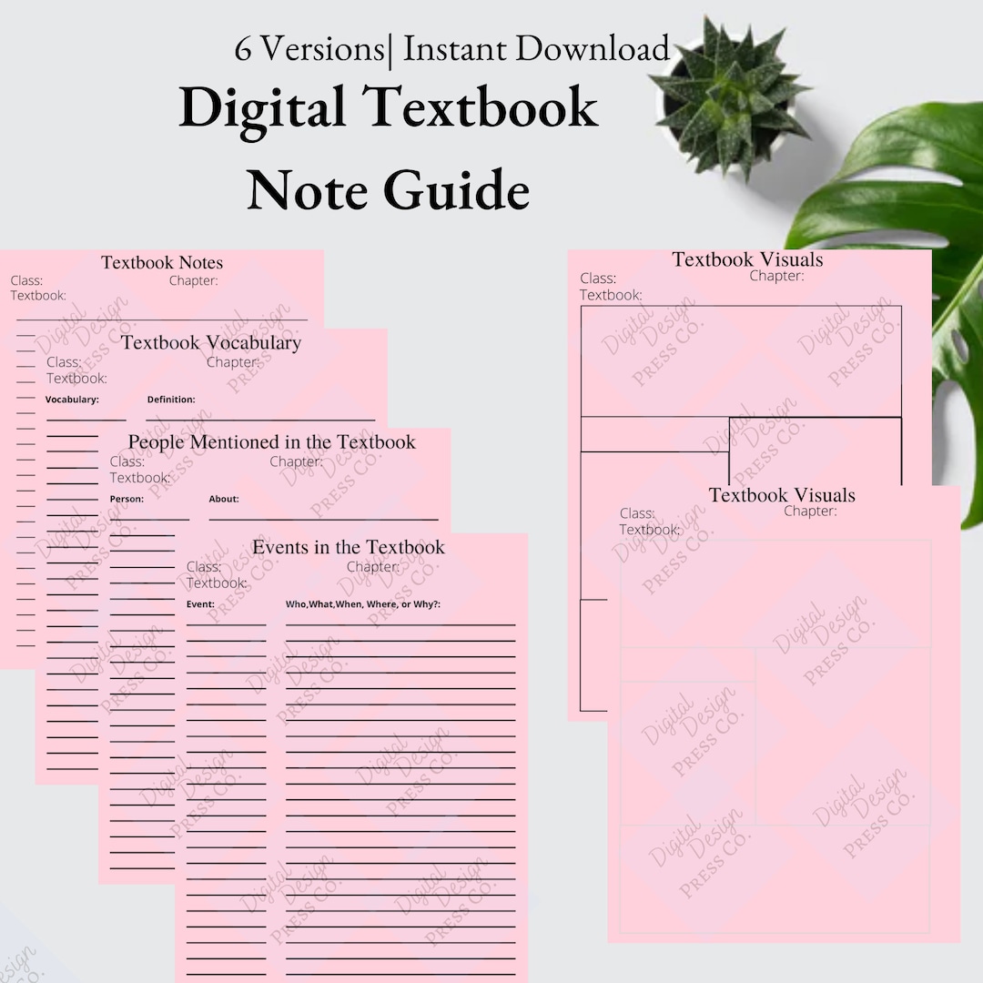 Study Guide Template for Textbook Note Taking - Etsy