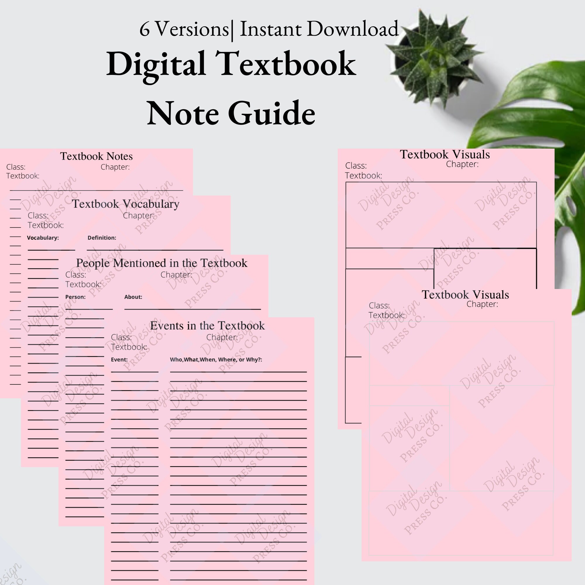 Study Guide Template for Textbook Note Taking - Etsy