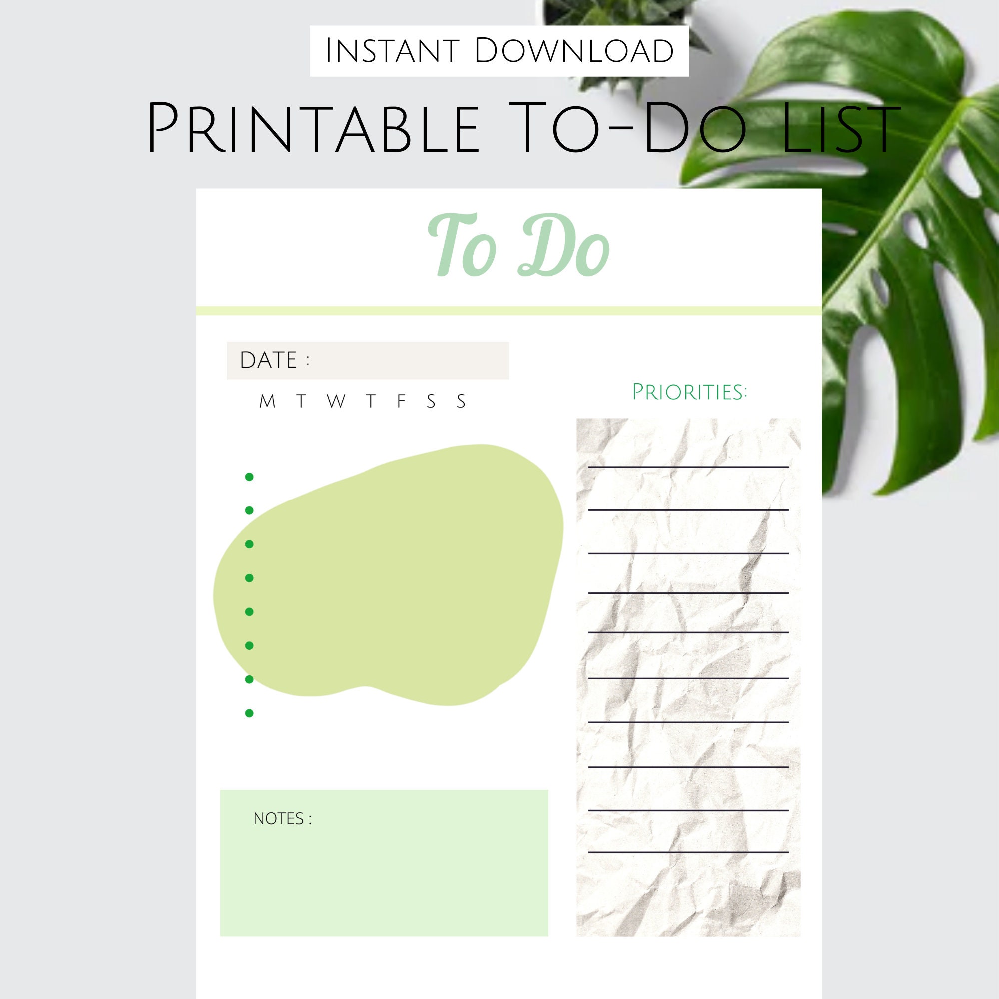 Printable to Do List PDF Template, US Letter Etsy