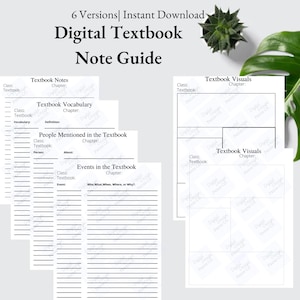 Study Guide Template for Textbook Note Taking