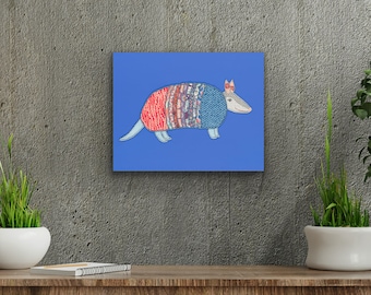 Armadillo print, Texas armadillo artwork, fine art giclée print in paper or canvas, unframed in various sizes, "Dainty Dillo"