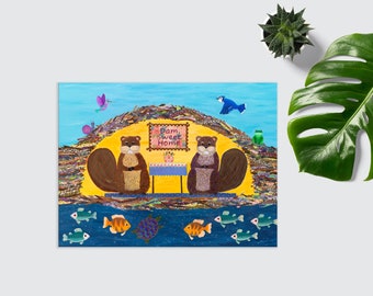 Dam sweet home print, obras de arte de la presa del castor, lienzo o papel con impresión giclée, sin enmarcar en varios tamaños, arte de pared de animales