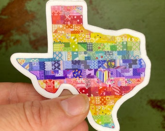 Pegatina arco iris de Texas, pegatina caprichosa de Texas, calcomanía de edredón, Eres bienvenido en Texas, pegatina de vinilo, Michelle Rankin, Maltochello