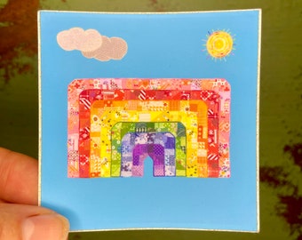 Pegatina arco iris, pegatina arco iris caprichosa, calcomanía de edredón, Atrévete a crear, pegatina de vinilo, arco iris abstracto, Michelle Rankin, Maltochello