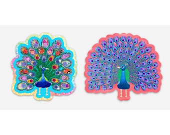 Pegatina de pavo real, pavo real caprichoso, calcomanía de pájaro colorido, pegatina de vinilo animal, 2 opciones vendidas individualmente Michelle Rankin, Maltochello